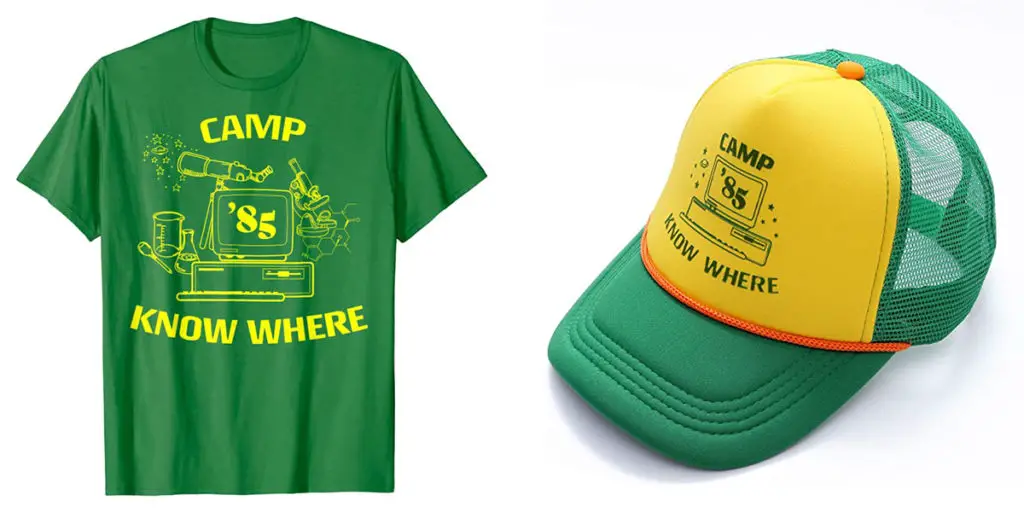 stranger things camp know where shirt and hat